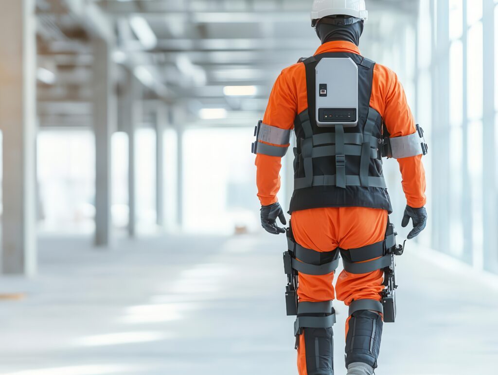 Construction Worker with Exoskeleton