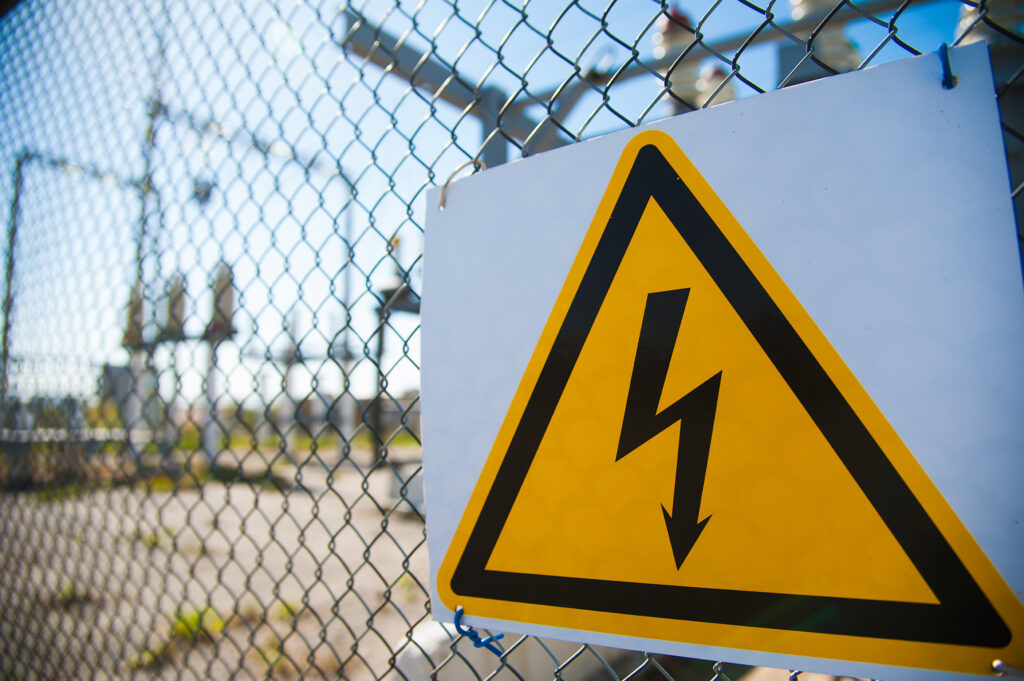 hazard electrical sign during construction work